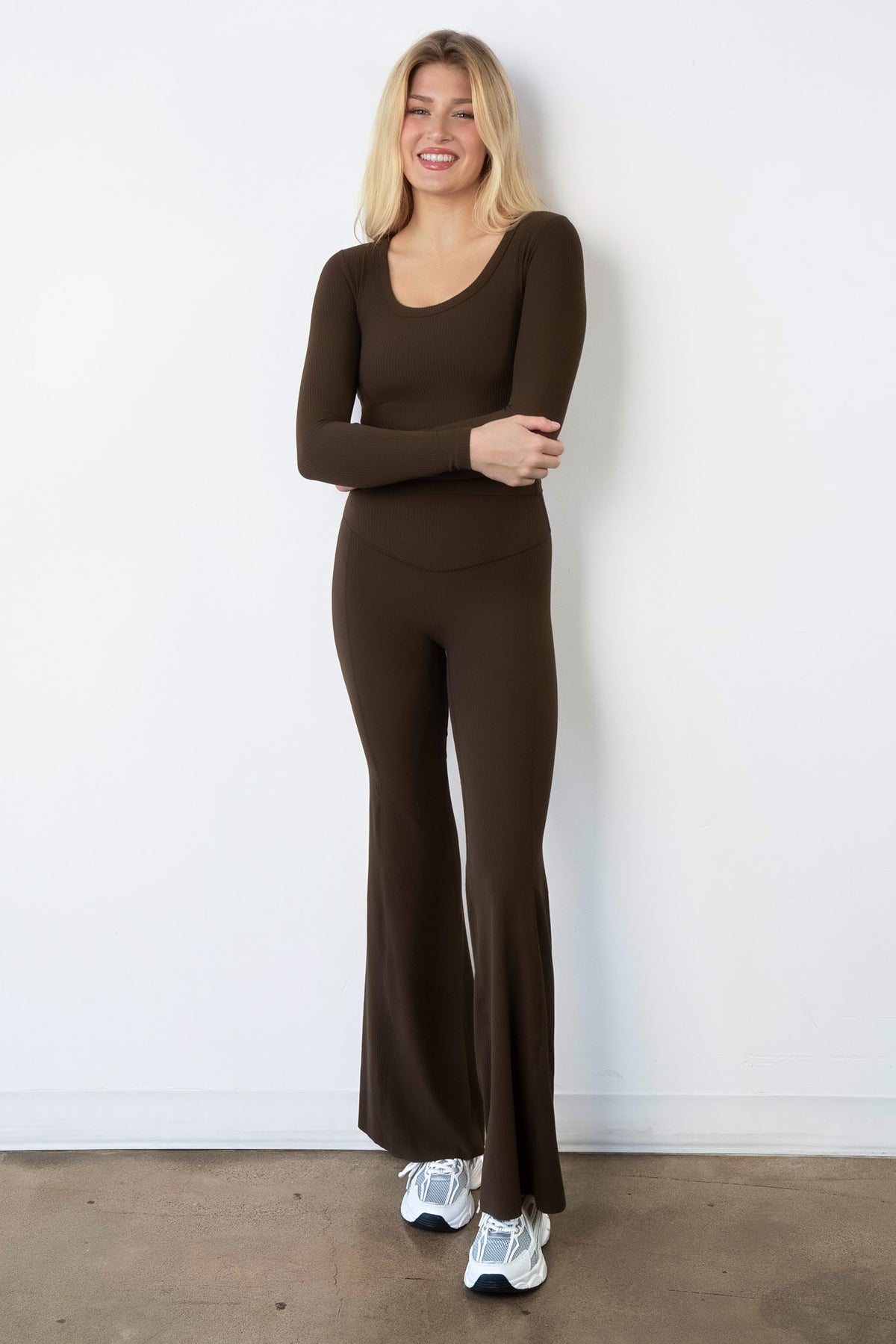 Cloud II® Rib Wide Leg Trouser - Walnut