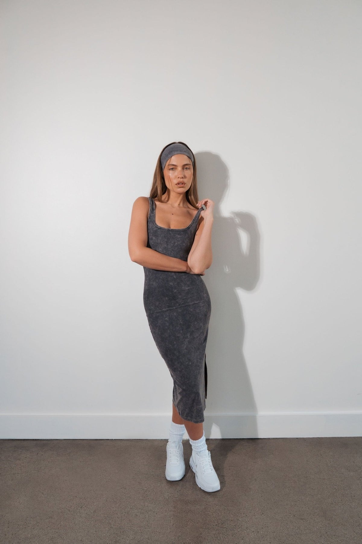 Cloud II® Rib Basic Midi Dress - Iron Washed