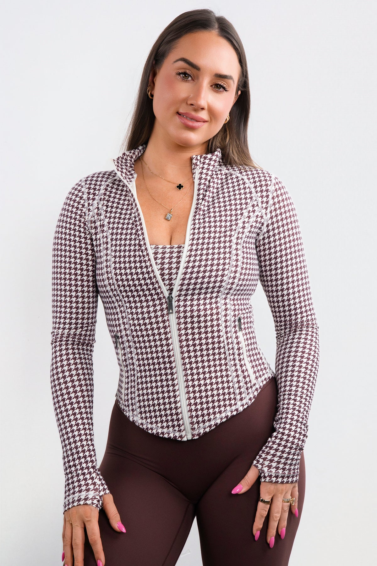 Cloud II® Frame Jacket - Fudge Houndstooth