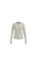 Vitality Float Rib Henley Top - Stone Marl