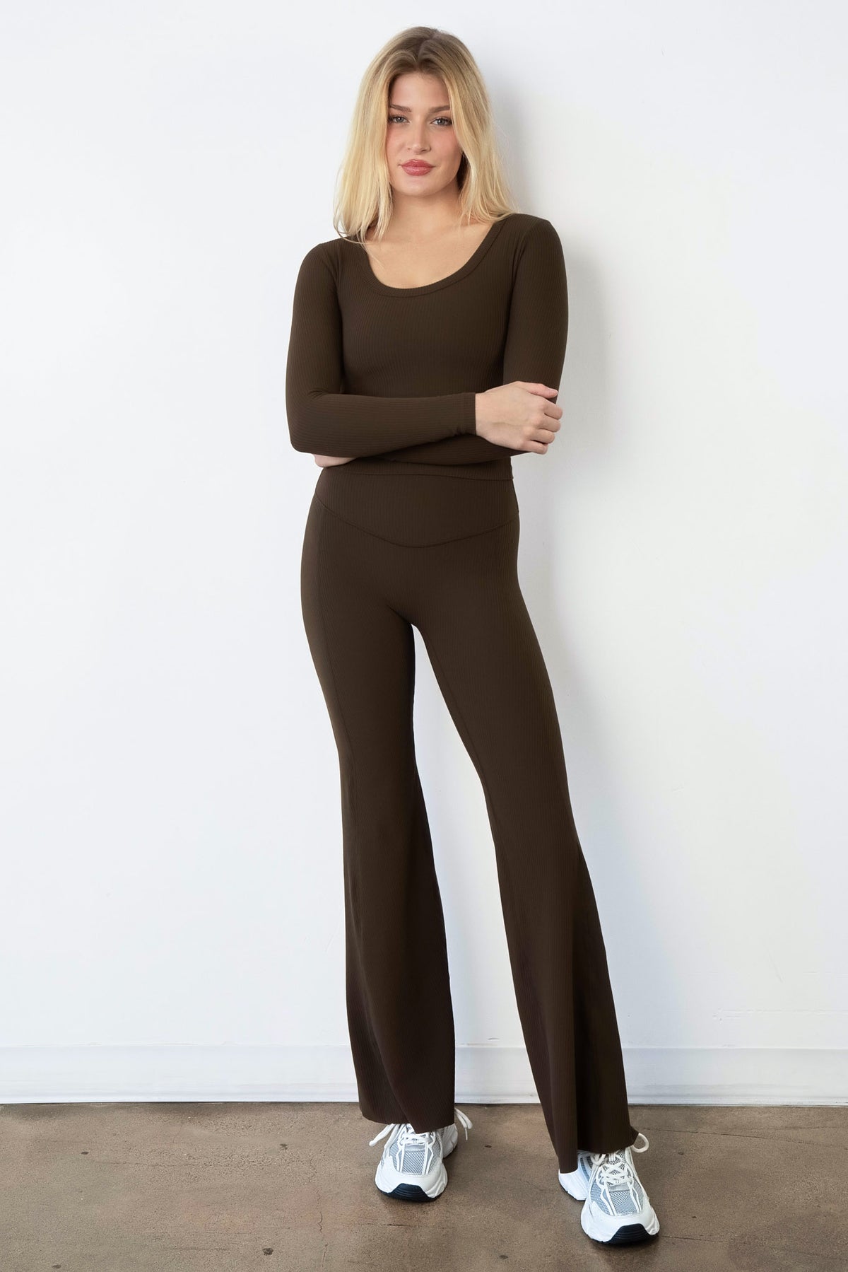 Cloud II® Rib Wide Leg Trouser - Walnut