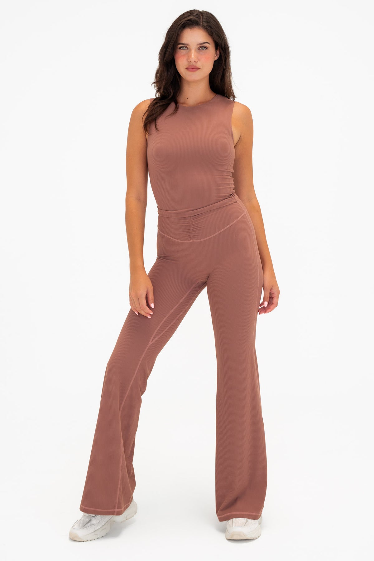 Cloud II® Rib Cinch Wide Leg Trouser - Sepia