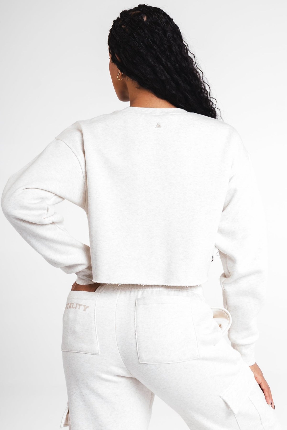 Vitality Cozy® Raw Hem Crop - Oat Marl - Varsity