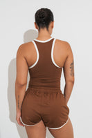 Vitality Motive® Racer Tank - Toffee Contrast