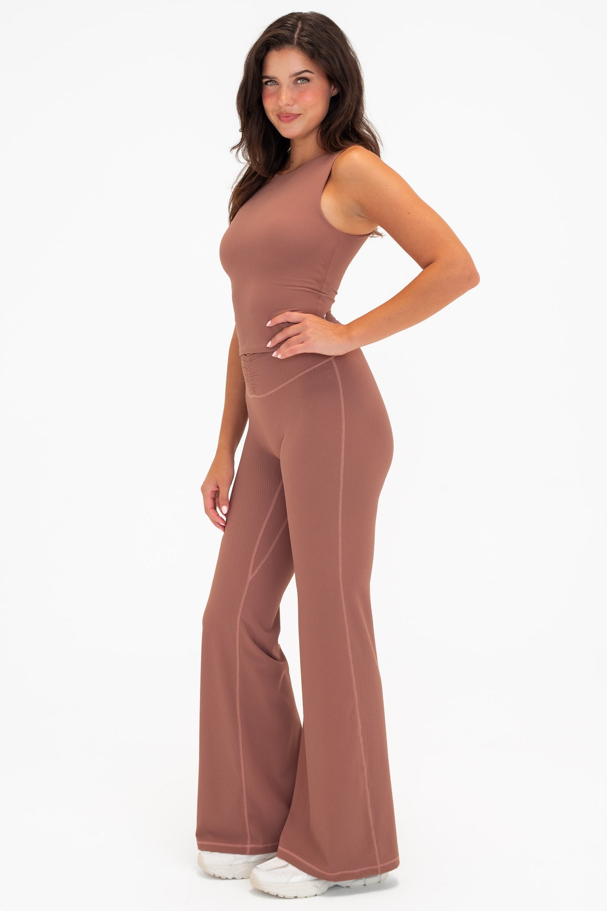 Cloud II® Rib Cinch Wide Leg Trouser - Sepia
