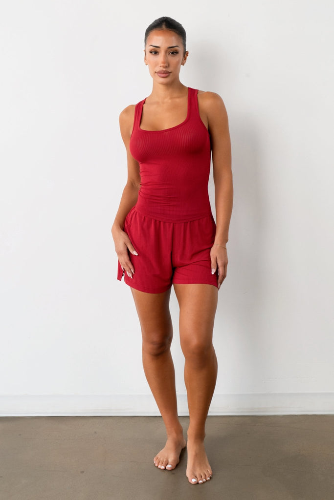Vitality Float Rib Boxer Short - Crimson