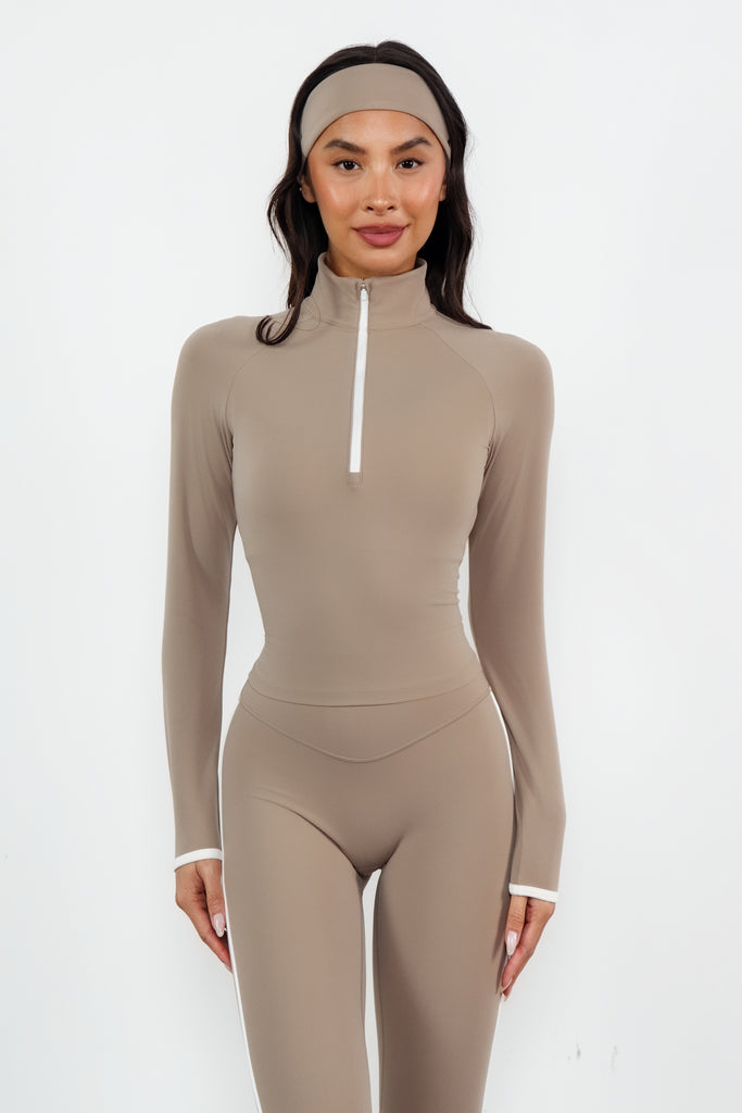 Cloud II® Fitted Half Zip - Cashew Contrast
