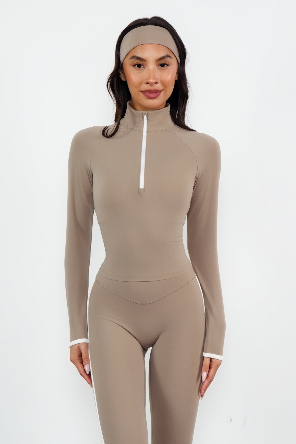 Cloud II® Fitted Half Zip - Cashew Contrast