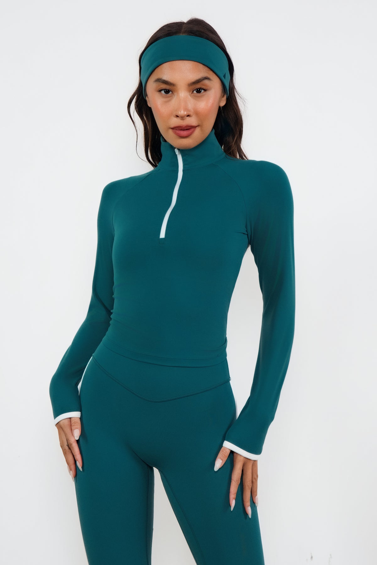 Cloud II® Fitted Half Zip - Spruce Contrast