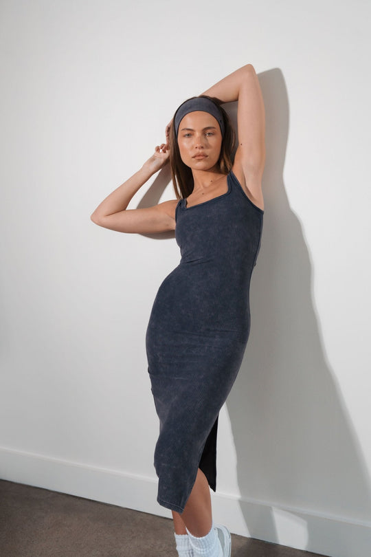 Cloud II® Rib Basic Midi Dress - Oxford Washed