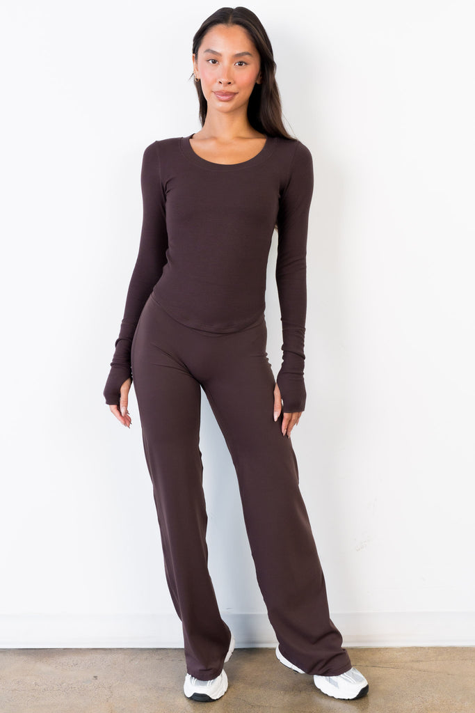 Vitality Essential Rib Scoop Top - Espresso