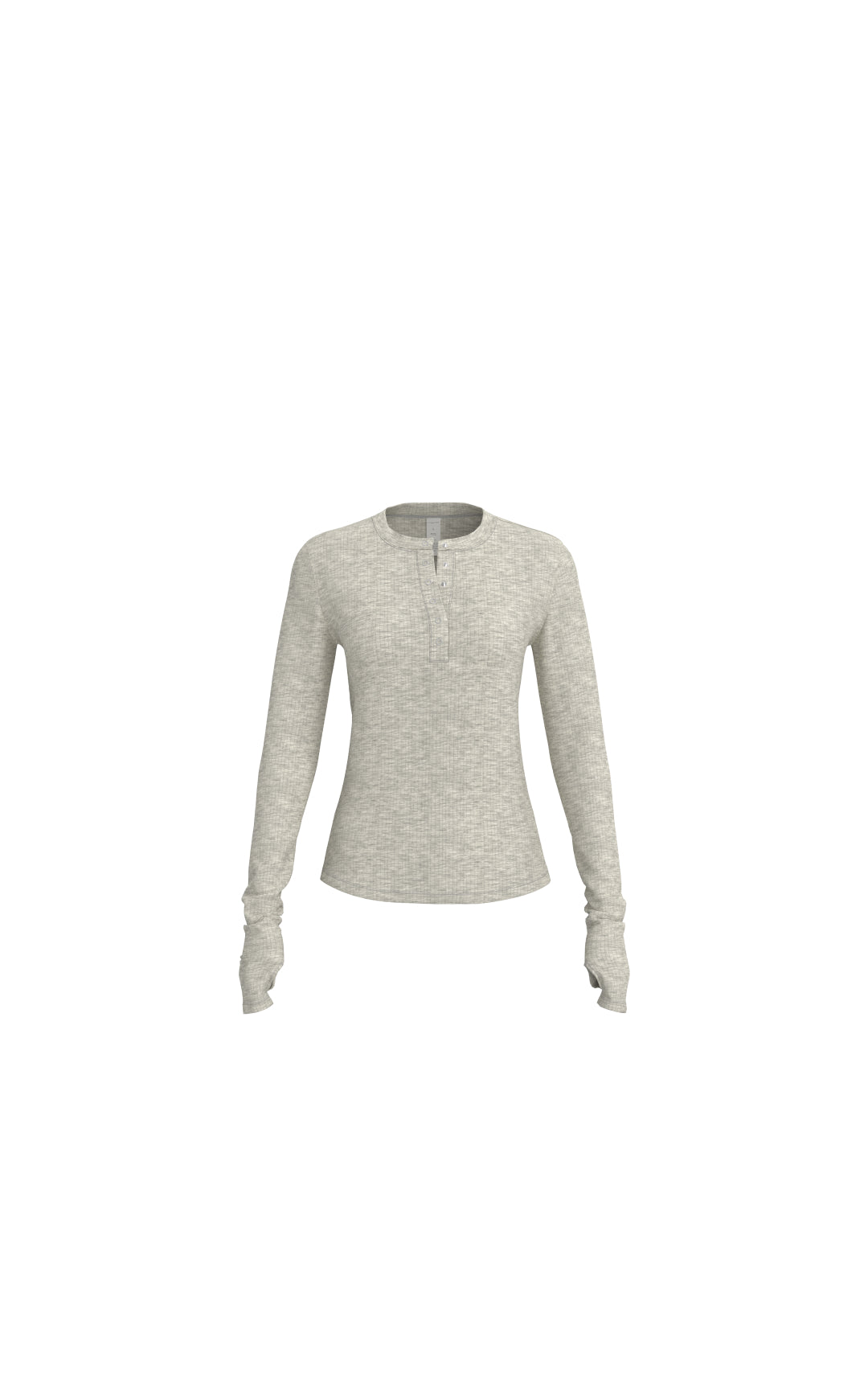 Vitality Float Rib Henley Top - Stone Marl