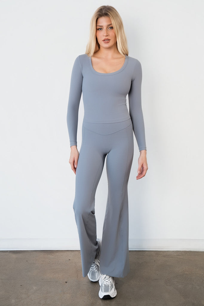 Cloud II® Rib Wide Leg Trouser - Pebble