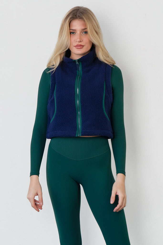 Vitality Polar Fleece Cropped Vest - Oxford
